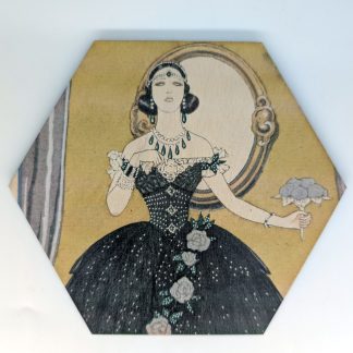 Vintage mix hex wall tile, UV printed on Baltic birch wood by HexWallTiles