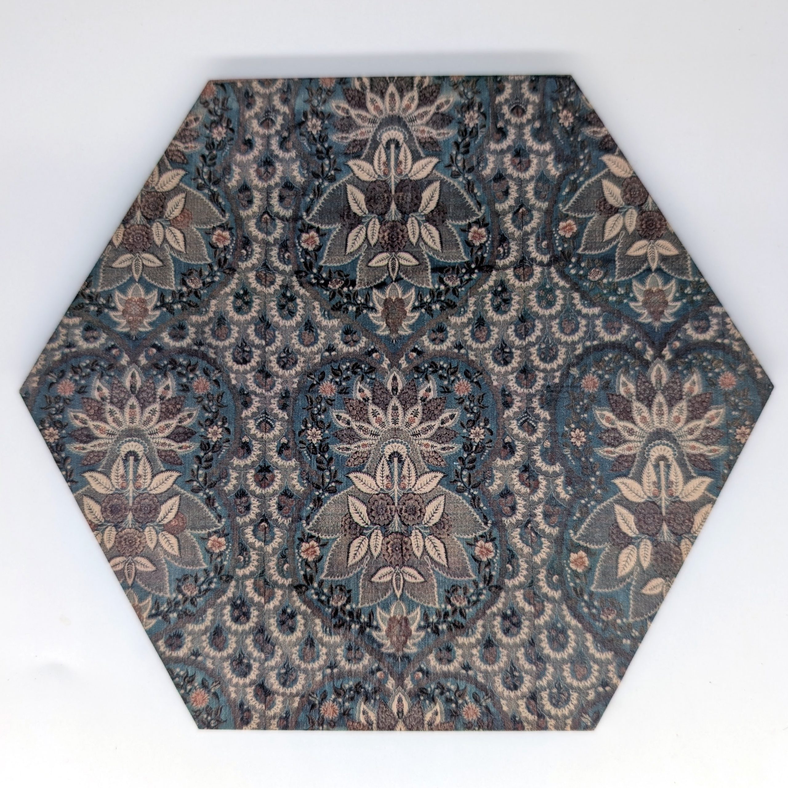 Vintage mix hex wall tile, UV printed on Baltic birch wood by HexWallTiles