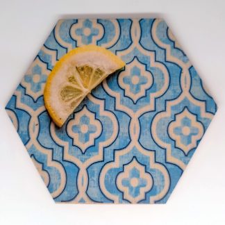 Pop art hex wall tile, licensed art reproduction, UV printed on Baltic birch wood by HexWallTiles