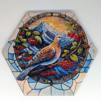 Stained glass style hex wall tile, UV printed on Baltic birch wood by HexWallTiles