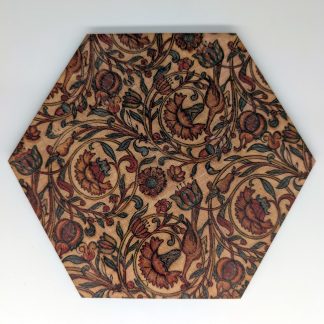 Vintage mix hex wall tile, UV printed on Baltic birch wood by HexWallTiles