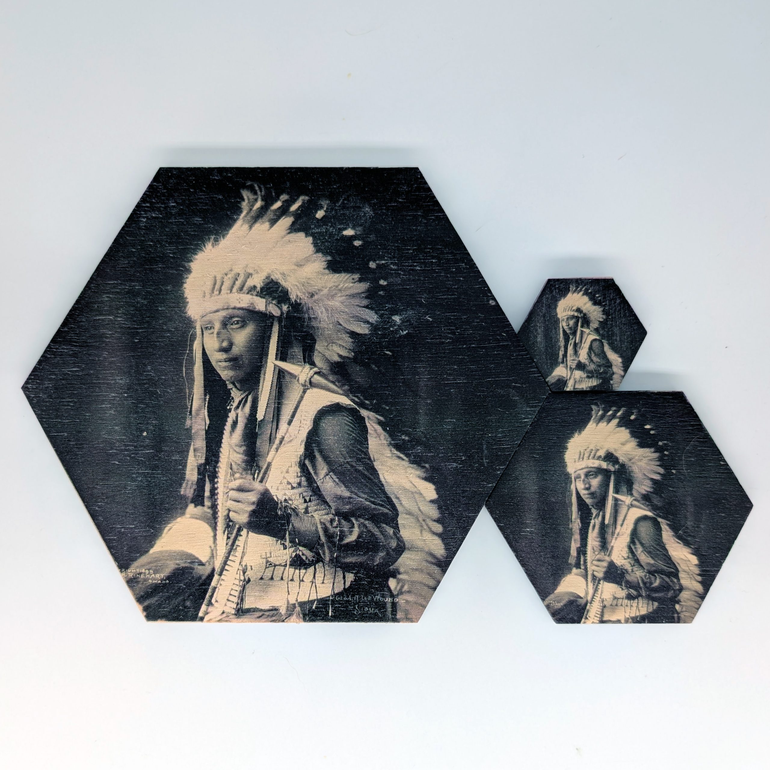 Little Wound hex tile shown in 1.5-inch, 3-inch, and 6-inch sizes